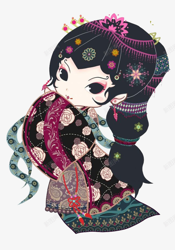 卡通京剧png免抠素材_新图网 https://ixintu.com 京剧 卡通 女孩 手绘 装饰