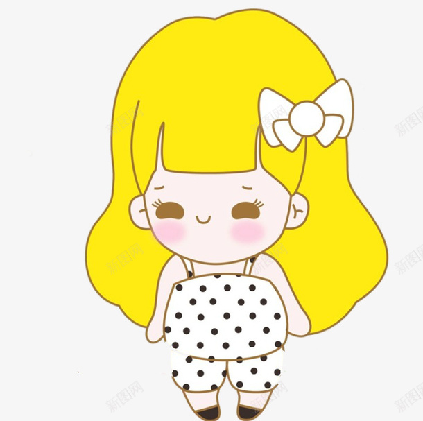 斑点白衣小胖妞png免抠素材_新图网 https://ixintu.com 可爱 小胖妞 白衣吊带 胖妞 金发