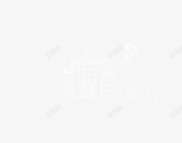 学校简笔画psd背景底图_新图网 https://ixintu.com 学校 开学 简笔画