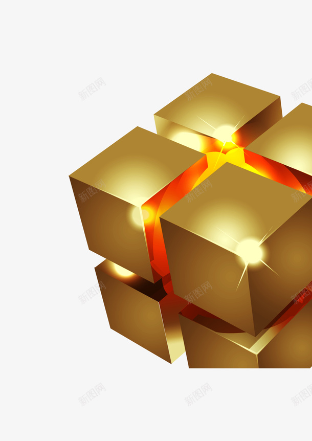 3D立方体psd免抠素材_新图网 https://ixintu.com 3D 几何图形 立方体