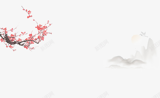 花瓣山水psd免抠素材_新图网 https://ixintu.com 促销海报 天猫 淘宝 淘宝素材