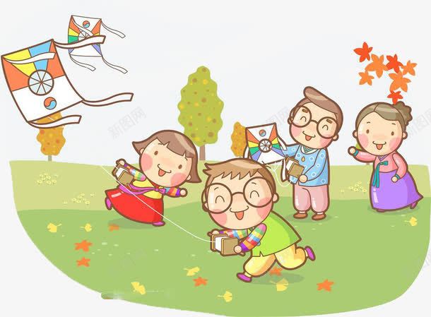 放风筝图png免抠素材_新图网 https://ixintu.com 卡通 童年 装饰 踏春