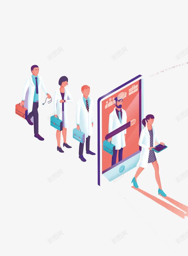 创意扁平医生图png免抠素材_新图网 https://ixintu.com 创意设计 卡通设计 扁平创意图