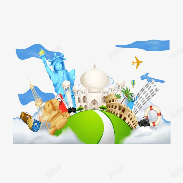 旅游建筑矢量图ai免抠素材_新图网 https://ixintu.com 外国风景 建筑物 旅游建筑 矢量图