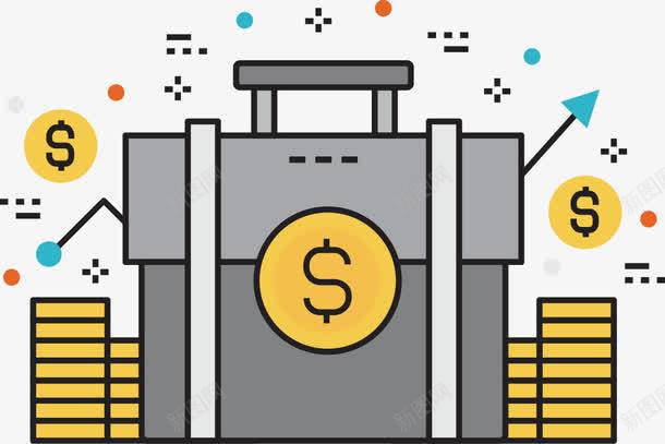 手绘扁平金钱png免抠素材_新图网 https://ixintu.com 公文包 手绘 货币 金钱