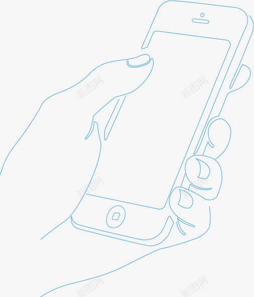 蓝色线条手拿着iphonepng免抠素材_新图网 https://ixintu.com iphone 拿着 线条 蓝色