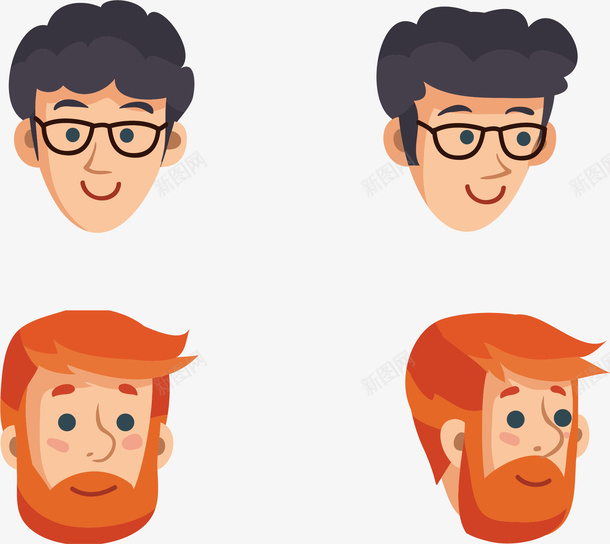 微笑的男头像矢量图ai免抠素材_新图网 https://ixintu.com 创意 可爱 微笑 手绘 水彩 男士 设计 矢量图