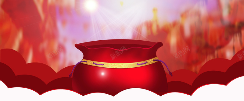 全屏海报背景psd设计背景_新图网 https://ixintu.com 中国风 太原 新年背景 海报banner 福袋 红色背景