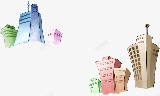 手绘唯美建筑插画美景png免抠素材_新图网 https://ixintu.com 建筑 插画 美景