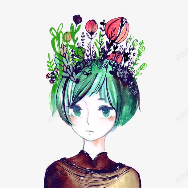 小女孩头上的花朵png免抠素材_新图网 https://ixintu.com PNG图形 PNG装饰 小女孩 手绘 花朵 装饰