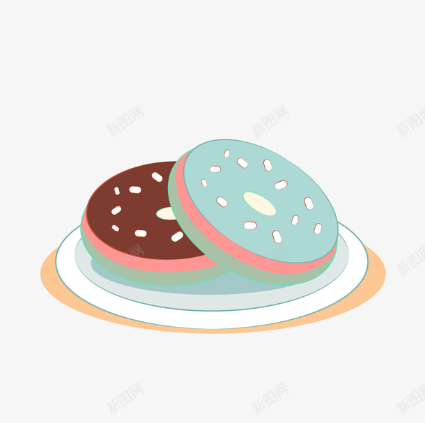 卡通甜甜圈食物矢量图ai免抠素材_新图网 https://ixintu.com 巧克力 甜甜圈 背景装饰 蓝色甜甜圈 食物 矢量图