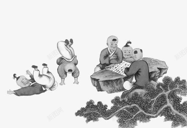 下象棋的小朋友png免抠素材_新图网 https://ixintu.com 卡通 复古 小朋友 手绘 装饰 象棋