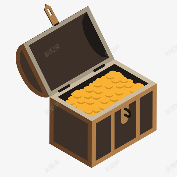 装满金币的宝箱矢量图ai免抠素材_新图网 https://ixintu.com 卡通 宝箱设计 宝藏 海盗 藏宝图 金币 矢量图