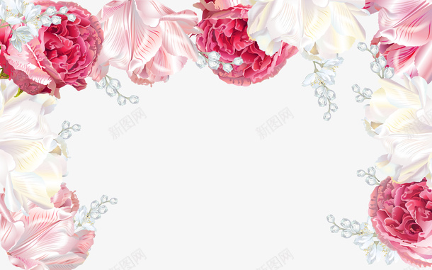 手绘卡通红色花卉边框png免抠素材_新图网 https://ixintu.com 卡通 手绘 矩形花卉边框 红色 花卉边框 花框