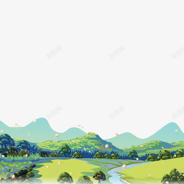 手绘山峰风景png免抠素材_新图网 https://ixintu.com 山峰 手绘山峰 风景