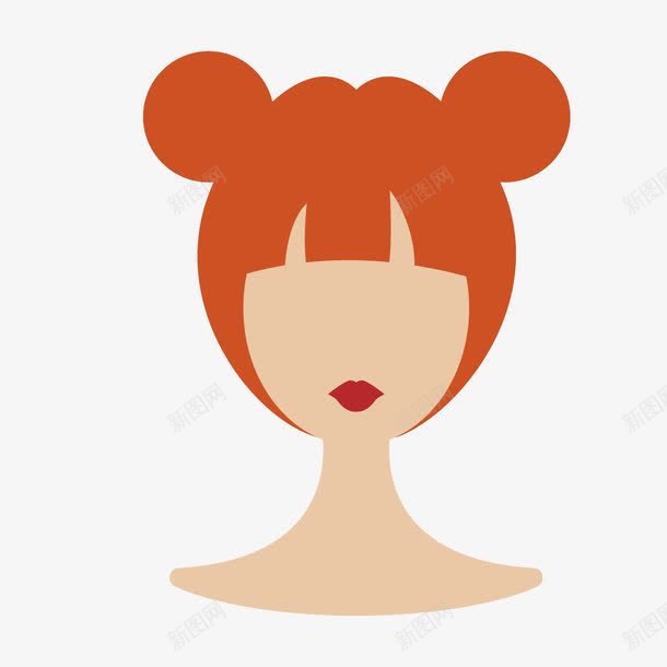 包子头女假发棕红色png免抠素材_新图网 https://ixintu.com 包子头 卡通 女假发