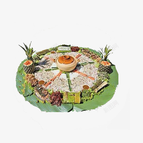 傣家手抓饭png免抠素材_新图网 https://ixintu.com 传统美食 傣家餐饮美食 大米 抓饭 米饭 菠萝