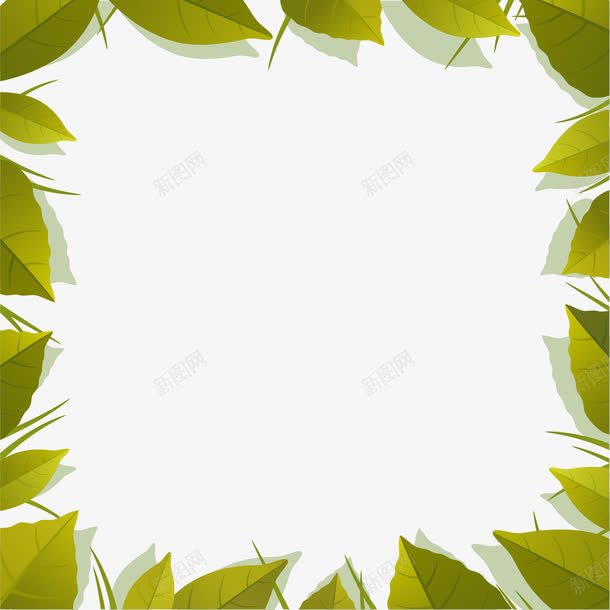 绿色简约树叶边框纹理png免抠素材_新图网 https://ixintu.com 免抠PNG 树叶 简约 绿色 边框纹理