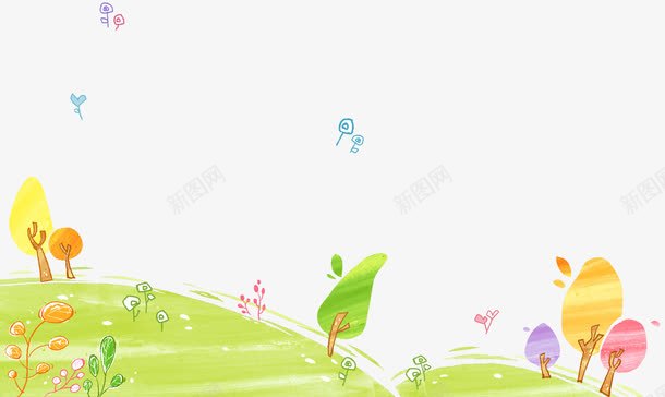 树山png免抠素材_新图网 https://ixintu.com 卡通树山 小树 绿山