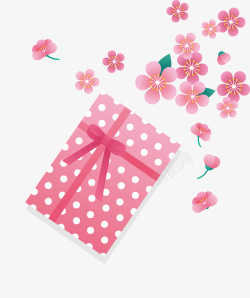 手绘清新粉色礼盒花朵矢量图素材