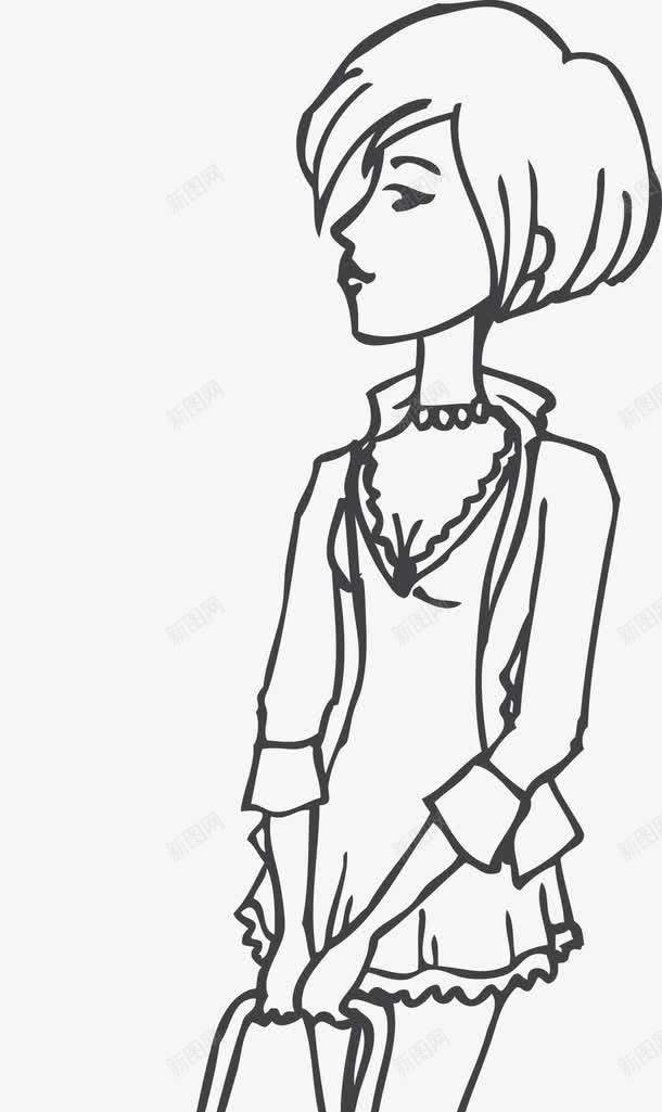 短发时尚女孩png免抠素材_新图网 https://ixintu.com 人物 卡通人物 卡通女孩 女孩 手绘 手绘女孩 矢量女孩 短发 简笔画女孩