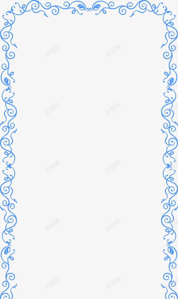 蓝色花纹树叶边框png免抠素材_新图网 https://ixintu.com 树叶 花纹 蓝色 边框