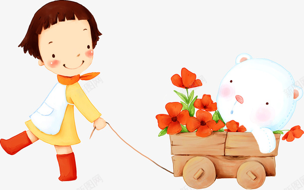 拉箱子的卡通女孩png免抠素材_新图网 https://ixintu.com 人物插画 卡通女孩 卡通插画 女孩 女孩插画 拉箱子