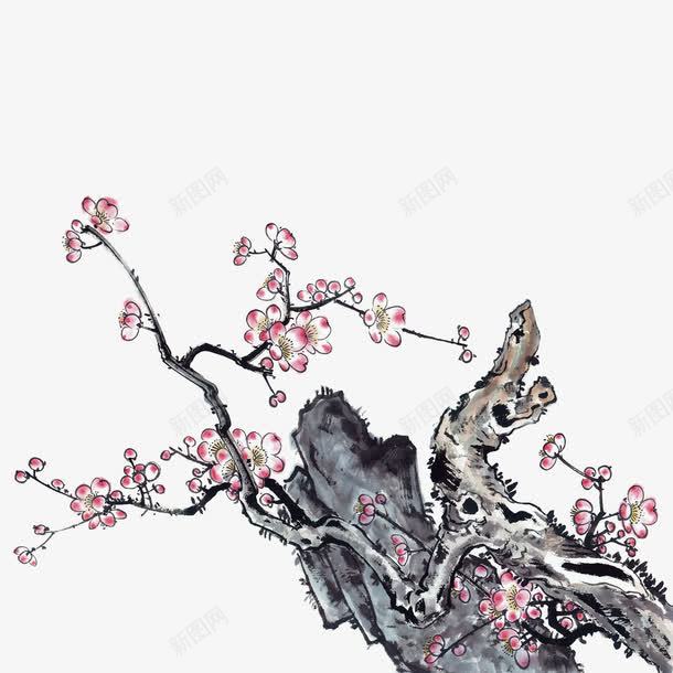 国画桃花png免抠素材_新图网 https://ixintu.com 中国风 国画 桃花 水墨