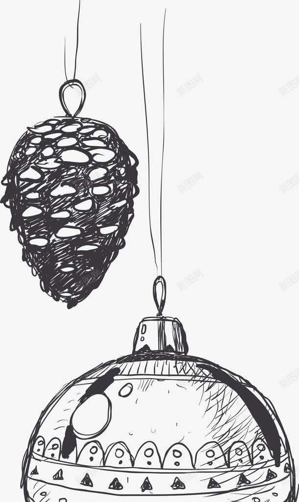 装饰灯手绘png免抠素材_新图网 https://ixintu.com 圣诞树 圣诞节 手绘