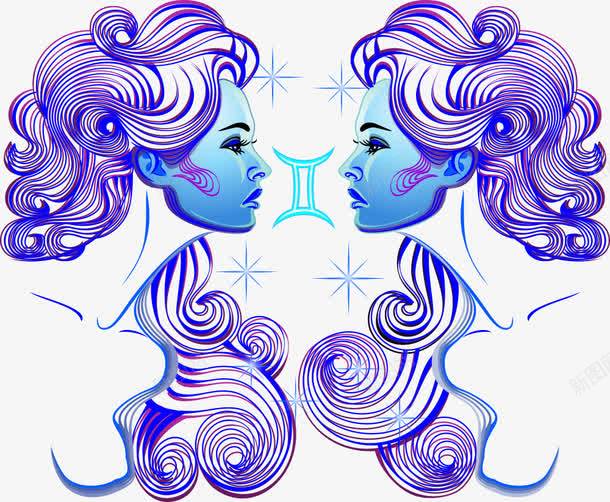 双子座矢量图eps免抠素材_新图网 https://ixintu.com 卡通双子座 双子座 星座 星座素材 矢量图