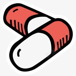 简笔画药囊png免抠素材_新图网 https://ixintu.com 卡通药片 简笔画 红色药片