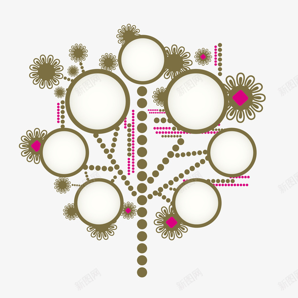 卡通树花朵标签装饰DIYpng免抠素材_新图网 https://ixintu.com 卡通树 标签 相框DIY 线条手绘树 花朵 装饰DIY
