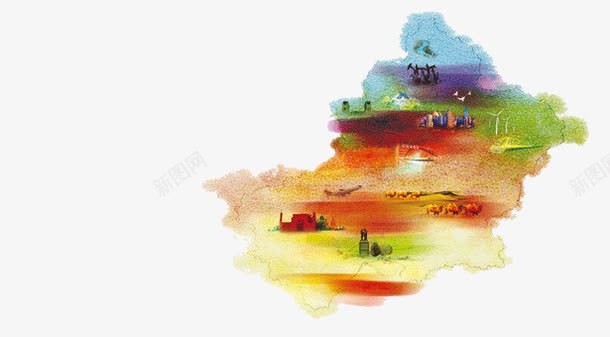 创意新疆地图png免抠素材_新图网 https://ixintu.com 中国新疆 创意新疆地图 地图 新疆地图 新疆省地图