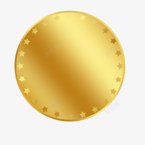 金黄色圆形psd免抠素材_新图网 https://ixintu.com 圆形打底 装饰图案 金色五角星