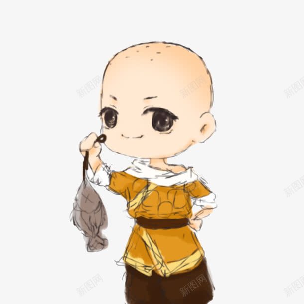手绘抓鱼的小和尚png免抠素材_新图网 https://ixintu.com 光头小和尚 卡通小和尚 古代 小和尚 小沙弥 少林寺 少林武僧 手绘和尚 手绘小和尚 插画 漫画 萌萌的 鱼