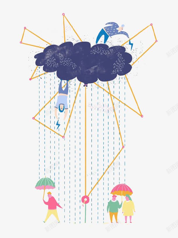 卡通下雨乌云png免抠素材_新图网 https://ixintu.com 下雨 乌云 雨水 雷雨