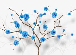 简约蓝色花朵背景墙素材
