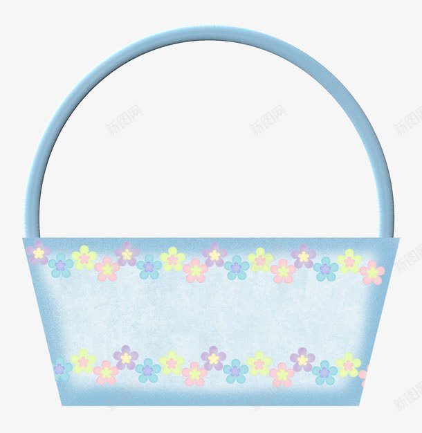 卡通菜篮子png免抠素材_新图网 https://ixintu.com 容器 篮子 花篮 蓝色
