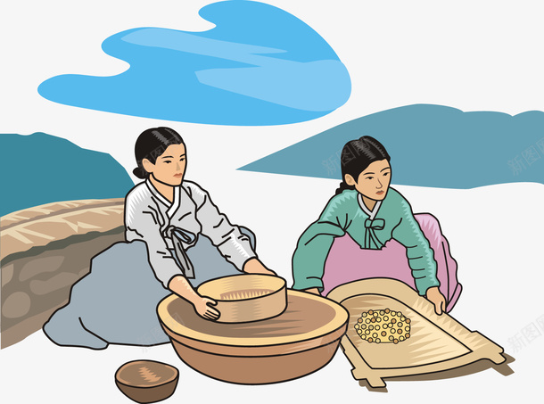 古代女子做家务矢量图ai免抠素材_新图网 https://ixintu.com 做家务 勤劳 古代 女子 矢量图