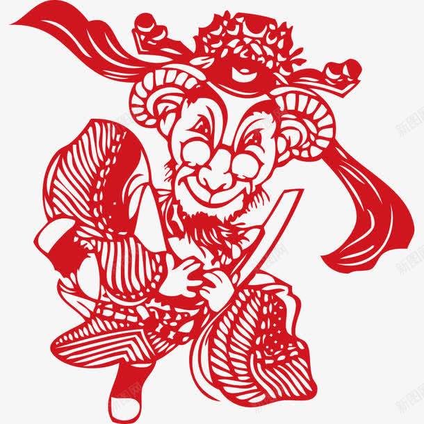 羊剪纸png免抠素材_新图网 https://ixintu.com 中国风 羊剪纸