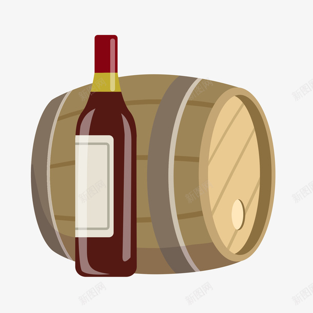 珍藏红酒元素png免抠素材_新图网 https://ixintu.com 元素 手绘 桶 红酒