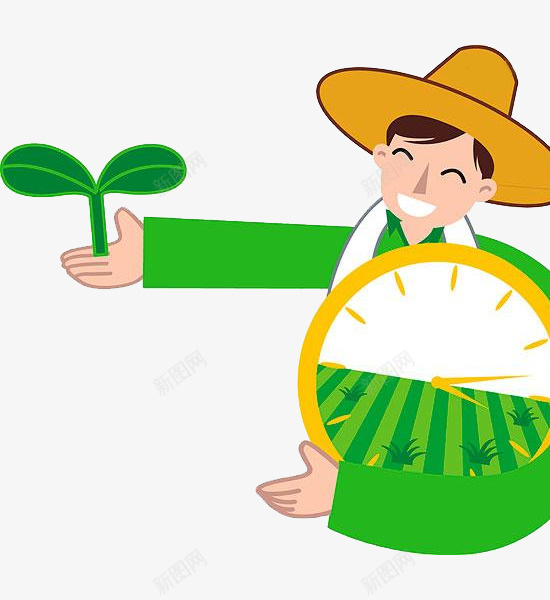 卡通人物和小苗png免抠素材_新图网 https://ixintu.com 人物 卡通画 叶子 植物 矢量装饰 装饰