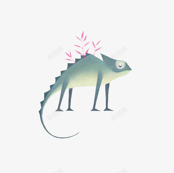 绿色霸王龙身上的植物png免抠素材_新图网 https://ixintu.com 动漫动画 动物 卡通手绘 植物 绿植 蜥蜴 装饰图 霸王龙