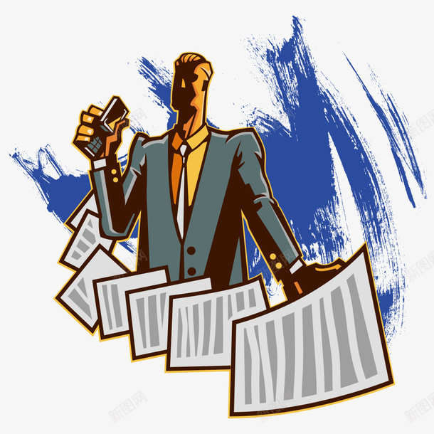 男人png免抠素材_新图网 https://ixintu.com 人物 卡通人物 商务人物 插画 水墨 蓝色水墨