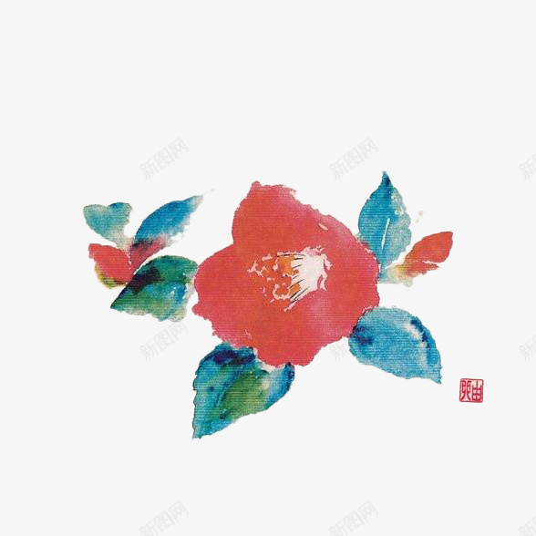 中国风一朵红色水墨山茶花免png免抠素材_新图网 https://ixintu.com 中国风 中国风一朵红色水墨山茶花设计免抠免费下载 国画 山茶花 水墨 水彩 花朵 茶籽花 茶花