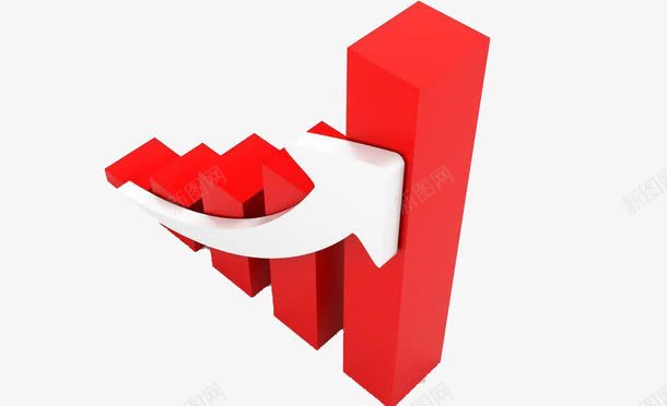 红色柱状图白色箭头png免抠素材_新图网 https://ixintu.com PPT 向上 柱状图 白色 箭头 红色