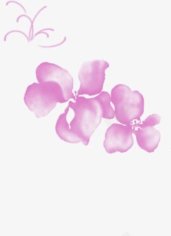 紫色水墨手绘鲜花素材