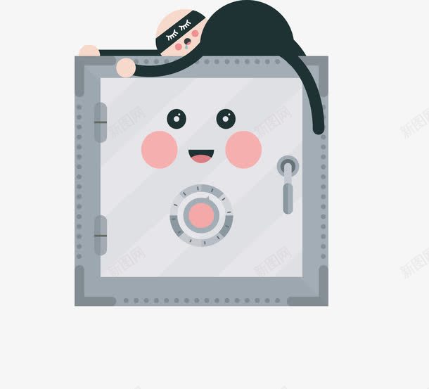 灰色卡通可爱的保险柜png免抠素材_新图网 https://ixintu.com 保险柜 可爱保险柜 强盗 灰色保险柜 矢量png 银行强盗