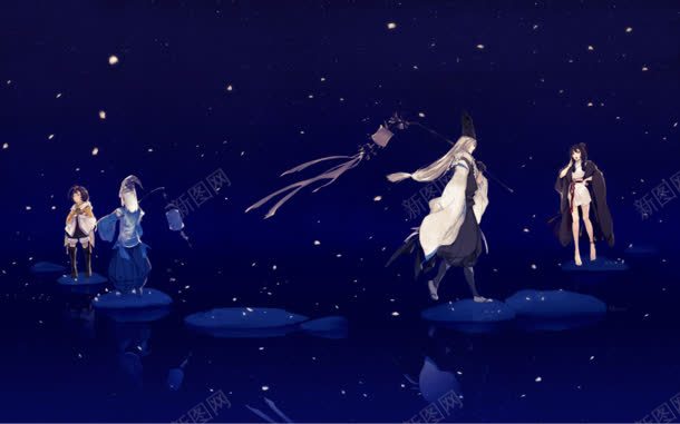 蓝色星空漫画人物jpg设计背景_新图网 https://ixintu.com 人物 星空 漫画 蓝色