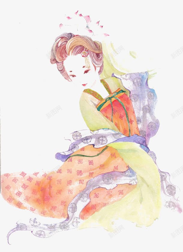 人物水彩墨画png免抠素材_新图网 https://ixintu.com 美女 艺术